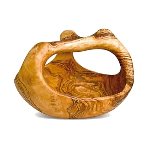 Fruit Basket With Handle in olive wood