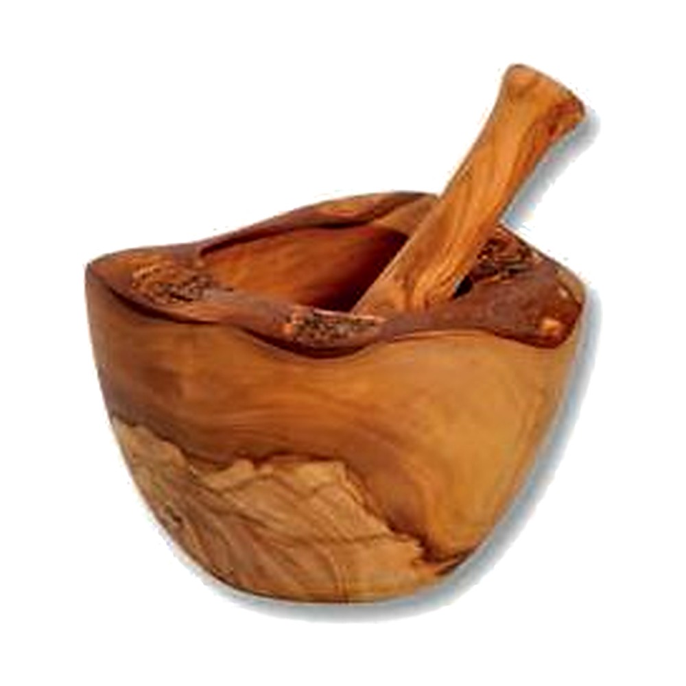 Rustic olive wood mortar and pestle