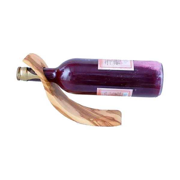 “S” Form Bottle Holder in olive wood