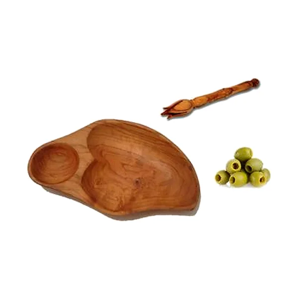 Olive Dish + Olive Stabber in olive wood
